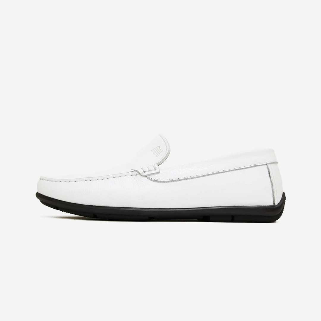 Mocassin de conduite cuir blanc